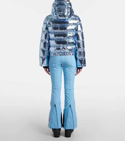 Perfect Moment Polar Flare Metallic Quilted Down Ski Jacket In Blue