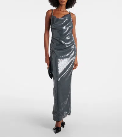 Coperni Logo Dress In Silver