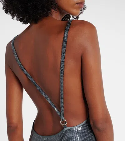 Coperni Logo Dress In Silver