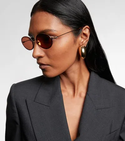 Gucci Gg Tiny Oval Sunglasses In Orange