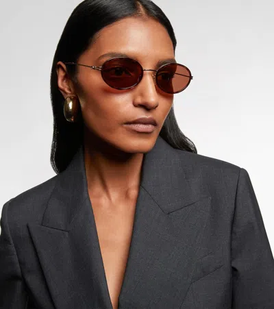 Gucci Gg Tiny Oval Sunglasses In Orange