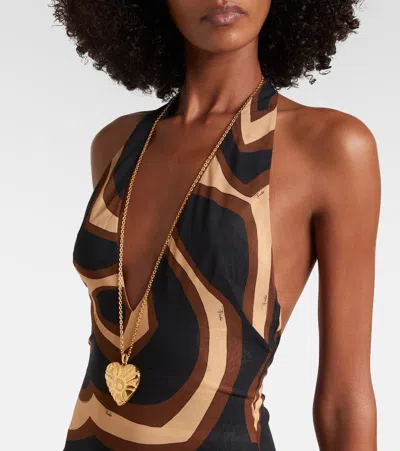 Pucci Labirinto Muslin Jersey Midi Dress In Animal Print