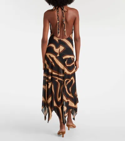 Pucci Labirinto Muslin Jersey Midi Dress In Animal Print