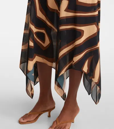 Pucci Labirinto Muslin Jersey Midi Dress In Animal Print