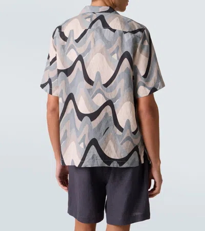 Frescobol Carioca Roberto Printed Linen Bowling Shirt In Neutral