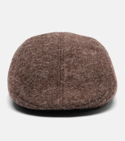Ruslan Baginskiy Logo Wool-blend Newsboy Cap In Brown