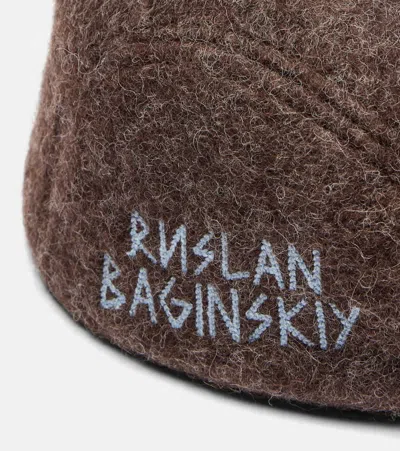Ruslan Baginskiy Logo Wool-blend Newsboy Cap In Brown