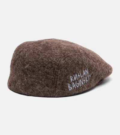 Ruslan Baginskiy Logo Wool-blend Newsboy Cap In Brown