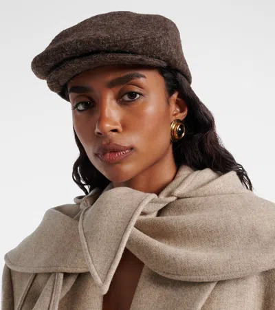 Ruslan Baginskiy Logo Wool-blend Newsboy Cap In Brown