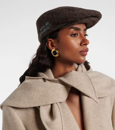 Ruslan Baginskiy Logo Wool-blend Newsboy Cap In Brown