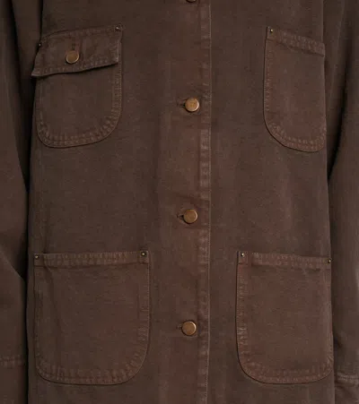 Prada Leather-trimmed Cotton Canvas Field Jacket In Brown