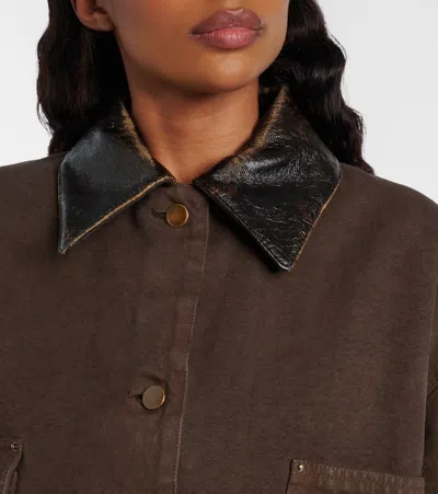Prada Leather-trimmed Cotton Canvas Field Jacket In Brown
