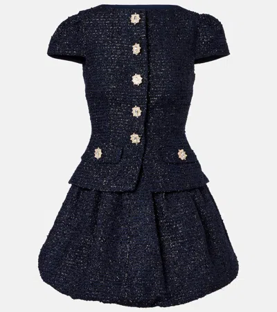 Self-portrait Bouclé Minidress In Blue