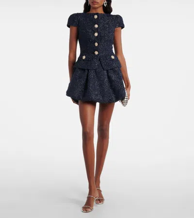 Self-portrait Bouclé Minidress In Blue