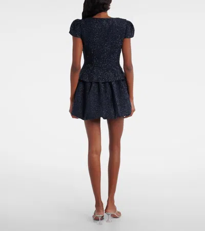 Self-portrait Bouclé Minidress In Blue