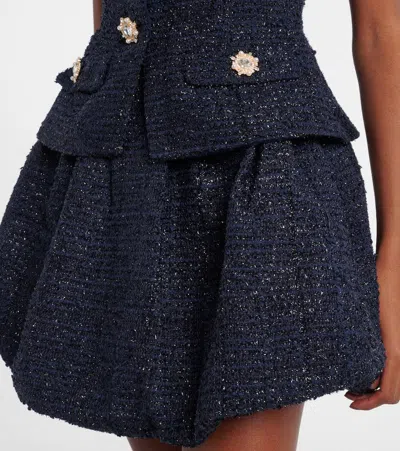 Self-portrait Bouclé Minidress In Blue