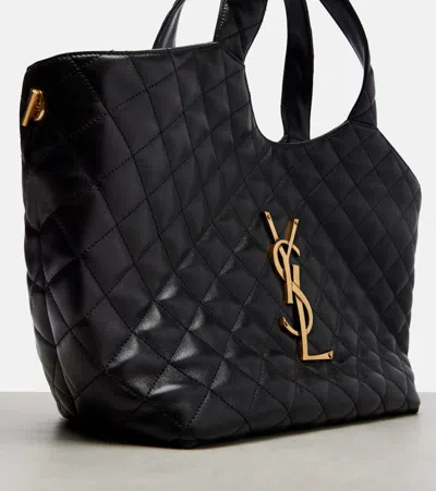 Saint Laurent Icare Medium Quilted Leather Shoulder Bag In Black