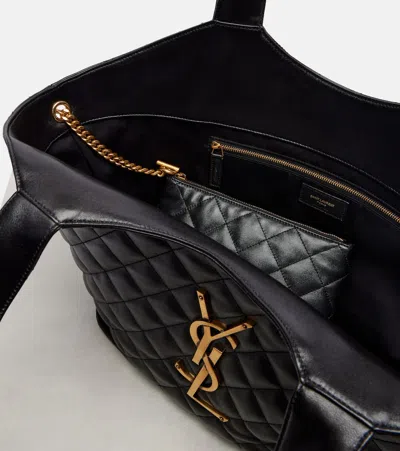 Saint Laurent Icare Medium Quilted Leather Shoulder Bag In Black