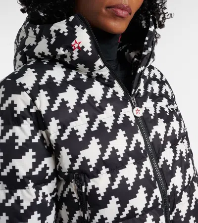Perfect Moment Polar Flare Houndstooth Down Ski Suit In Black
