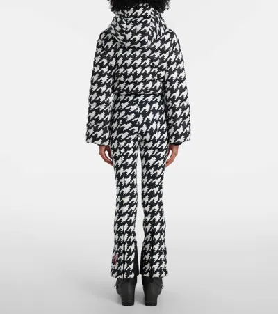 Perfect Moment Polar Flare Houndstooth Down Ski Suit In Black