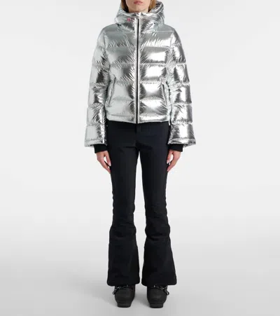 Perfect Moment Polar Flare Down Jacket Xs In Silver-foil