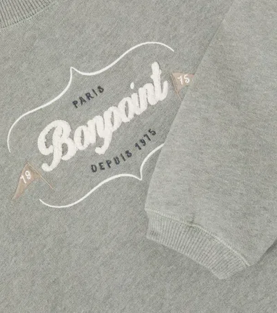 Bonpoint Tonino Sweatshirt In Grey-green With Embroidered Logo In Gray