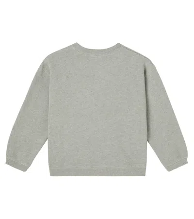 Bonpoint Tonino Sweatshirt In Grey-green With Embroidered Logo In Gray