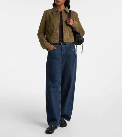 Agolde Long-sleeved Polo Shirt In Brown