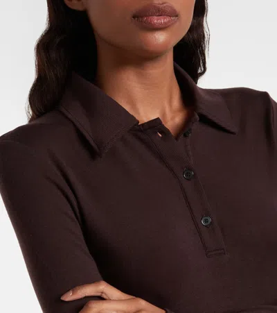 Agolde Long-sleeved Polo Shirt In Brown