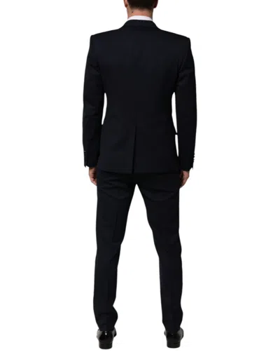 Dolce & Gabbana Black Wool 3 Piece Slim Fit Formal Men Men's Suit In Black