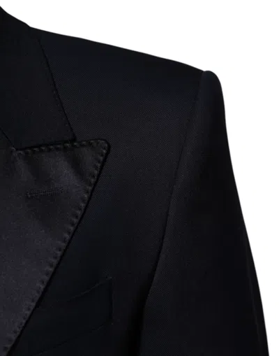 Dolce & Gabbana Black Wool 3 Piece Slim Fit Formal Men Men's Suit In Black