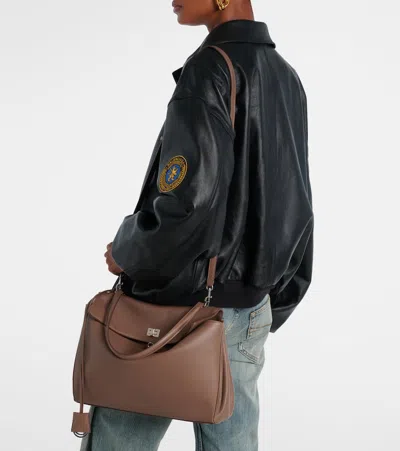 Balenciaga Women Rodeo Medium Leather Crossbody Bag In Brown