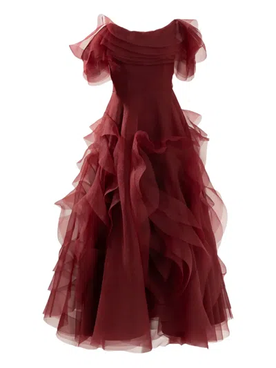 Ana Radu Off-shoulder Midi Dress In Red