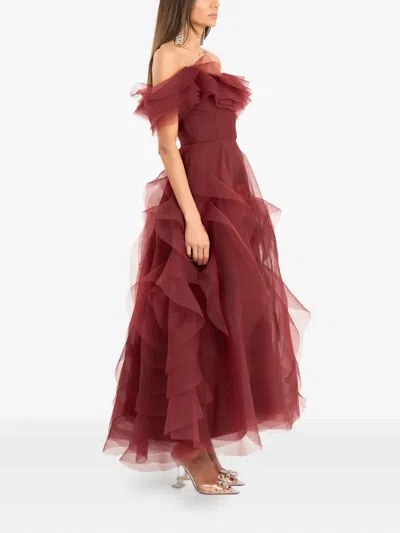 Ana Radu Off-shoulder Midi Dress In Red