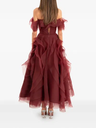 Ana Radu Off-shoulder Midi Dress In Red