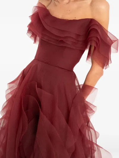 Ana Radu Off-shoulder Midi Dress In Red
