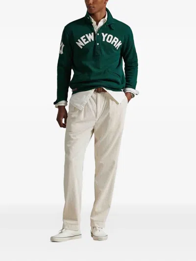 Polo Ralph Lauren Mens Yankees Spread-collar Cotton-blend Sweatshirt Moss Agate In Green
