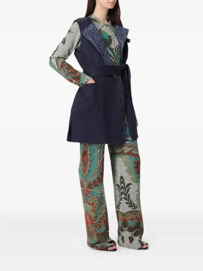 Etro Wool Printed Shirt In Gray