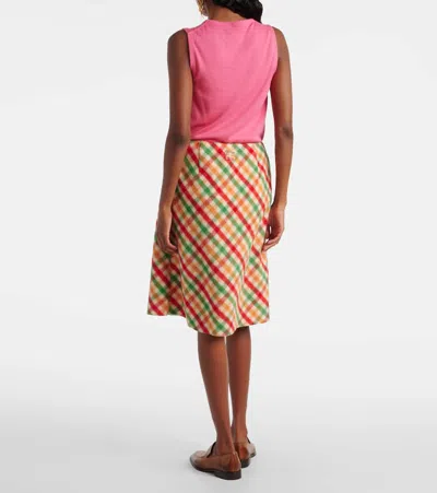 Miu Miu Checked Wool-blend Pencil Skirt In Multi