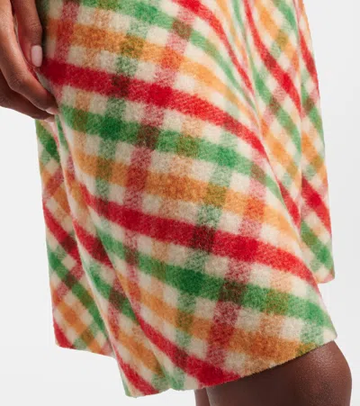 Miu Miu Checked Wool-blend Pencil Skirt In Multi