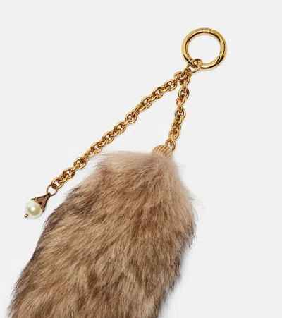 Chloé Treasure Tails Shearling Bag Charm In Brown