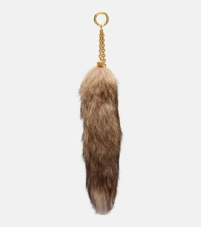 Chloé Treasure Tails Shearling Bag Charm In Brown