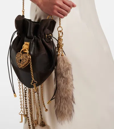 Chloé Treasure Tails Shearling Bag Charm In Brown