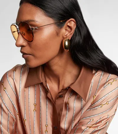 Gucci Gg Tiny Aviator Sunglasses In Brown