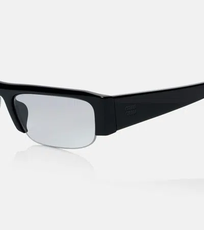 Miu Miu Rectangular Sunglasses In Black