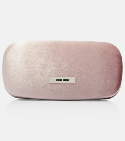 Miu Miu Logo Round Sunglasses In Brown