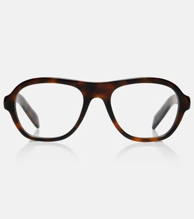 Prada Round-frame Tortoiseshell Glasses In Multi