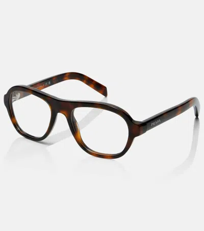 Prada Round-frame Tortoiseshell Glasses In Multi