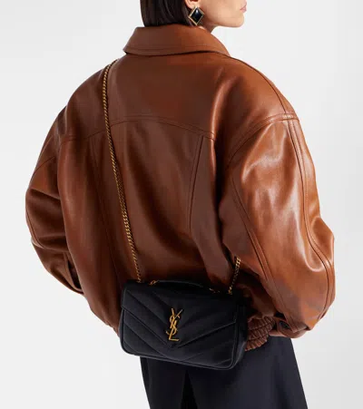 Saint Laurent Loulou Small Ysl Shoulder Bag In Quilted Leather In Brown