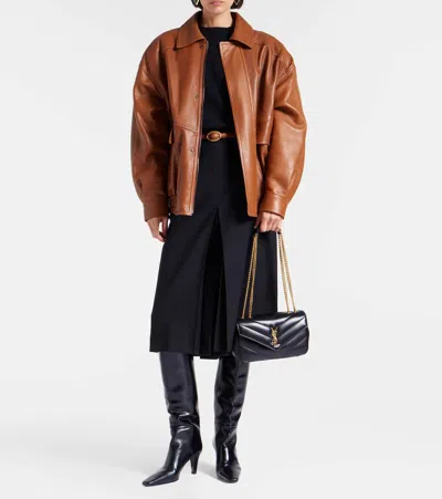 Saint Laurent Loulou Small Ysl Shoulder Bag In Quilted Leather In Brown